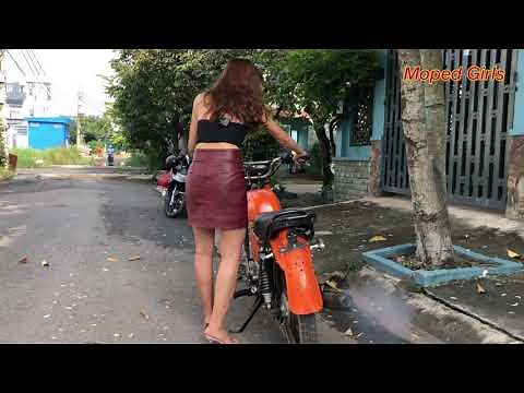 Girl Beautiful Kickstart Bike Minks | Driver | Revving | Kickstart | Moped Girls