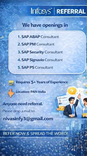 Infosys Referral | We Are Hiring | We have openings for SAP BASIS
