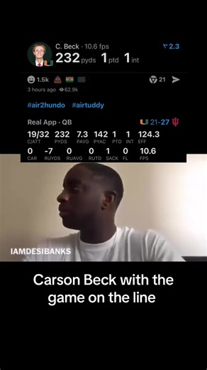 he played good tho fr #fypシ #fyp #cfb #miami #indiana | carson beck