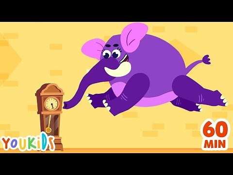 Hickory Dickory Dock 🕰️ Elephant Jumps on the Clock 🐘 Youkids Nursery Rhymes