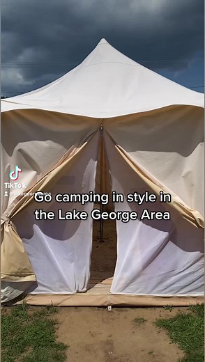 Our love for glamping is in-tents ⛺️ Click the link to learn more about these gorgeous glamping properties in the Lake George Area: https://www.visitlakegeorge.com/happy-glamping-in-the-adirondacks/ | Lake George Area