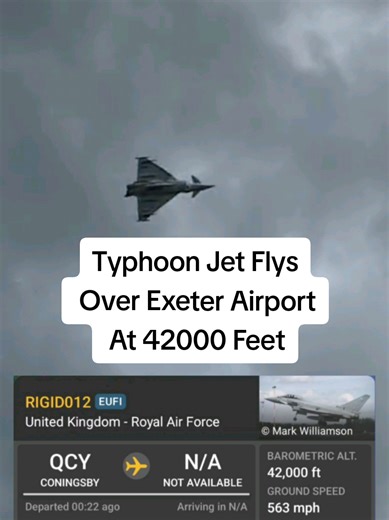 Typhoon Jet Flys Over Exeter Airport At 42000 Feet #typhoonjet #eurofigher #militarytiktok #jet #aviation