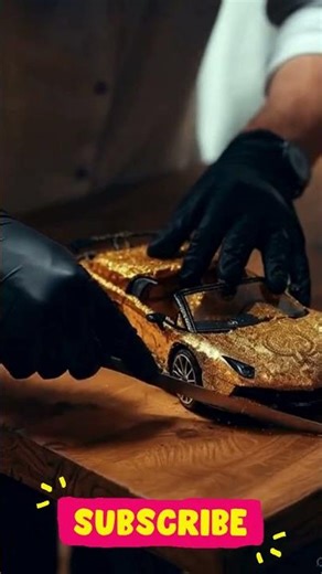 Slicing a Gold Cake #foodart #automobile #satisfyingcuts #cakecarvingtools #animals #cakeart #usa