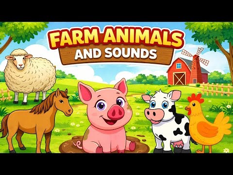 Farm Animal Sounds for Kids | Cow Pig Horse Chicken Sheep | Preschool Learning