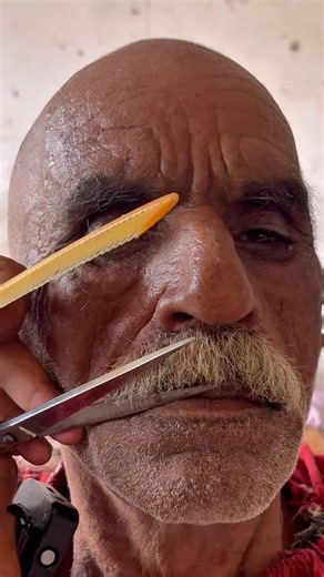 Long White Mustache Transformation ✂️ | Mustache Setting & Nose Hair Trim #Shorts #barber