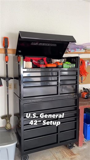 Harbor Freight on Instagram: "The U.S. General Series 3 42” Roll Cab & Top Chest are perfect for your home garage or shop. Available in 8 different colors, all including black trim & logos. Available at your local #HarborFreight."