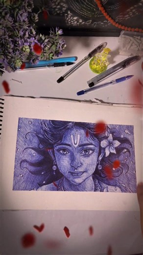 Vasudev Krishna ji Complete Pen drawing PART-2 #viral #ytshorts #penart #vasudevkrishna #drawing