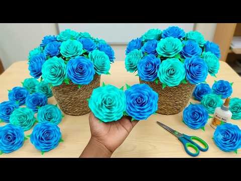 Paper Rose Flower Making | Handmade Paper Rose Flowers | DIY Rose Making Easy