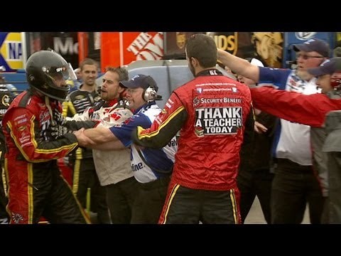 Said goes after Biffle in garage area