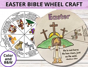 Easter Sunday School Craft, Easter Bible Story Coloring Wheel, Holy Week Bible Activity, He is Risen Printable Bible Spinner Lesson for Kids - Etsy