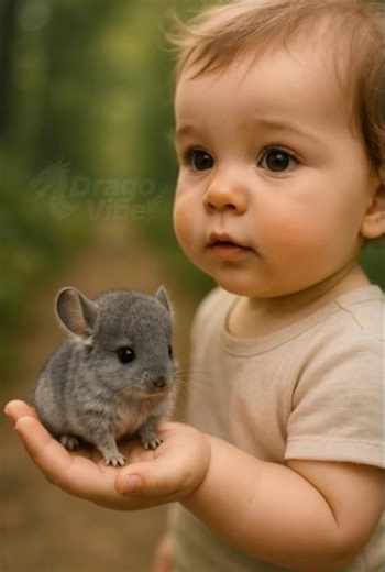 Baby Meets a Newborn Chinchilla 🐾✨
