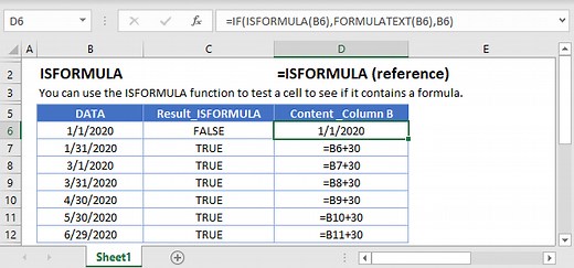 ISFORMULA Function Examples - Excel & Google Sheets