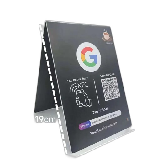 SUNLAN QR Code Display Table Menu Stand with NFC Google Review Waterproof  216 13.56Mhz RFID NFC Stand