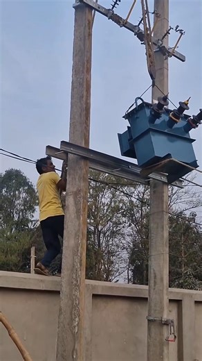 Electrical transformer Installation #electrical #lineman #transformer #shots #shortfeed #ytshorts