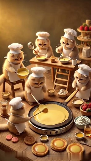 Super cute kittens making cake #kittycatvideosfunny #kittenlove #cute #catcooking #catai #kitty