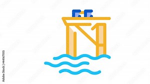 Oil Sea Platform Icon Animation. color Oil Sea Platform animated icon on white background