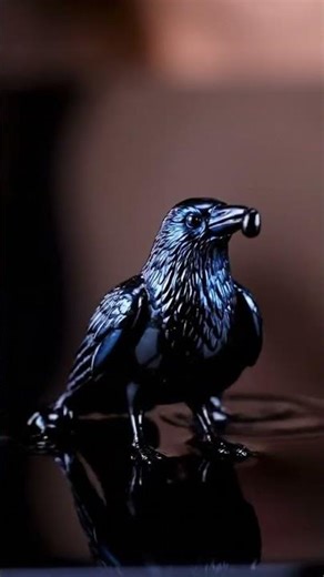 Black Ink Raven Extrusion – ASMR Paint Creature Macro