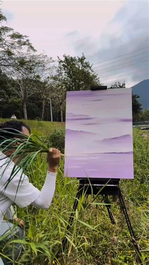 KK Painting | Picking materials wherever you go — using wild grass as brushes and reeds as canvas. #WildGrassPainting #ReedPainting... | Instagram
