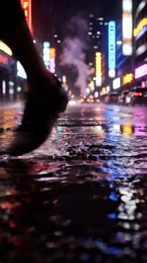 🏙️ Neon Rain: Vibrant City Puddle Splashes | Aesthetic Night Vibes