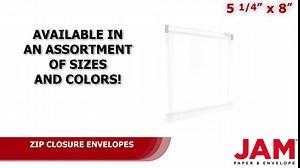 JAM PAPER Plastic Envelopes with Zip Closure - Index - 5 1/4 x 8 - Clear - 12/Pack