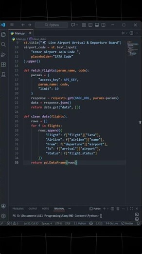 Build a LIVE airport flight board in Python! Watch as arrivals & departures update instantly.