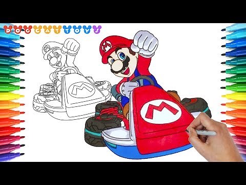 How to Draw Mario Kart 8 Deluxe, Mario #154 | Drawing Coloring Pages Videos for Kids