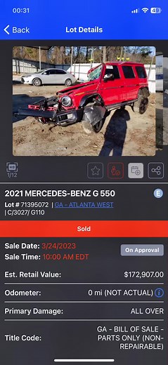 Damaged Red Mercedes-Benz G-Class: A Closer Look