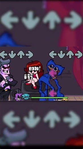 but everyone sings it to rock music devil & Skid and Pump vs Huggy Wuggy fnf mod #fnf #shorts