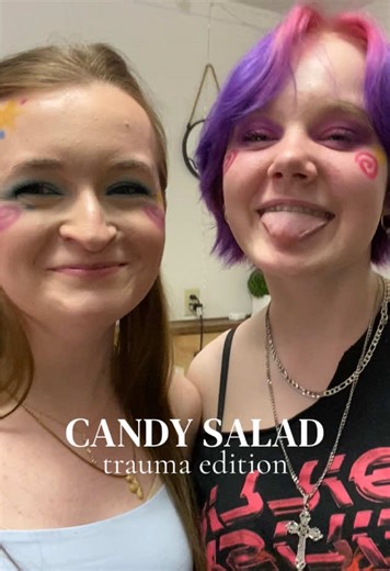 GUYS I AM THE ONE WITH BROWN HAIR. FREYA.🌷 Candy Salad - Trauma Edition — this isn’t even all of it @🌼★ 𝒸𝓁𝒶𝓇𝒶 ★🌼 had more to go 🥸 but i ran out pretty fast. — #candysalad #fyp #viral #influencer #fypシ