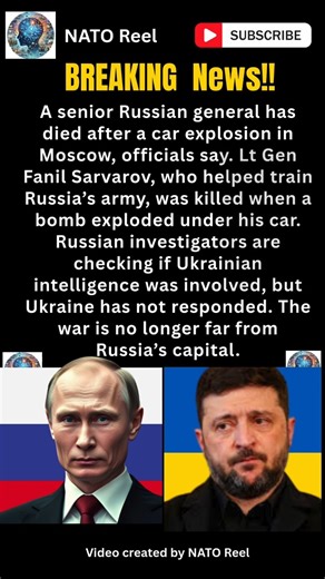 Russian General Dies in Moscow Car Explosion #shorts