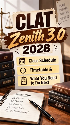 CLAT Zenith 3.0 2028: Class Schedule, Timetable & What You Need to Do Next