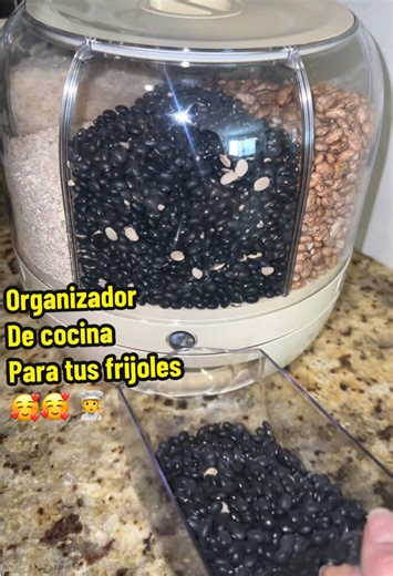 #GrainStorage Container Dispenser, 6 Grids #ricedispenser Rotating, 360° Rotating Food Dispenser One-Click Output Rice Storage Round Grain Dispenser #Kitchen for Small Grains, Beans, Rice#kitchengadgets #kitchenhacks