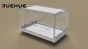 Large Clear Foldable Reptile Habitat Cage - Easy Assembly, Front Opening, Escape Proof Lock, for Hamster, Lizard, Hedgehog, Small Animals (27.5" L x 17" W x 15.5" H)