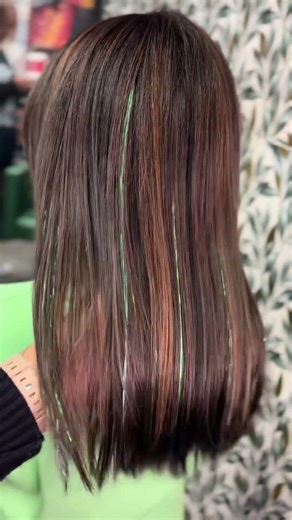 Dimensional brunette & some Subtle glitter tinsel strands. #yurianashair #glitterhair
