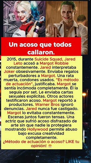 La noche que Margot Robbie fue acosada por Jared Leto en set Suicide Squad
