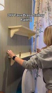 DIY faux brass gallery railing! Full tutorial for free on my site with list of all products used.