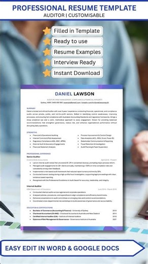 Auditor Resume Template 🔍