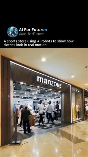AI | Artificial Intelligence on Instagram: "Virtual Try-On, But Make It Real Life 👟🤖 This store uses AI-powered robot mannequins that move like real athletes to show exactly how clothes look in action. No guesswork, no awkward trial rooms — just futuristic shopping vibes. Follow @ai.forfuture for the latest AI updates like this! #ai #futuretech #robotics #retailtech #automation"