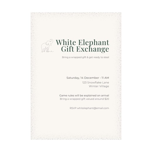 White Elephant Gift Exchange Invitation: Editable Christmas Party Template (digital Download) - Etsy