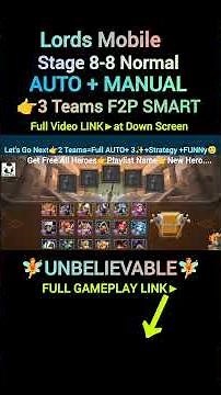 Lords Mobile 8-8 Normal AUTO + MANUAL 🔥 3★ Easy F2P Clear | Night Raven | Trial of Fight #short