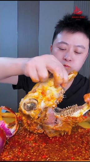 Chinese khana.Part:04.🍖🍲Goat Head curry.(ASMR Eating Show).By Khali-Dai Party.#mukbang #food