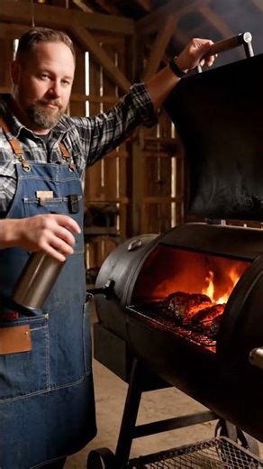 🔥 Farm Barn Smoker Fire 🐮 | Texas BBQ Ribs Smoking Inside Rustic Barn | Smart Kitchen 🍖