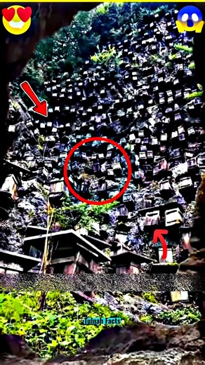 Cliff Mystery Structures?! 😳⛰️#Shorts #Amazing