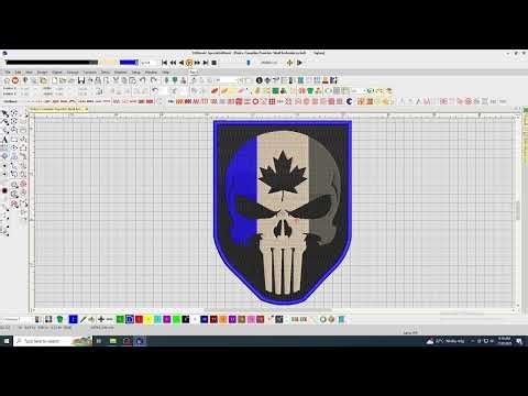 Police Canadian Punisher Skull Embroidery Design | Thin Blue Line Canada Patch