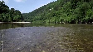 Flying over Buffalo National River a few feet above the clear water