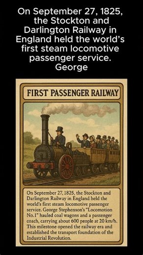 On September 27, 1825, the Stockton and Darlington Railway in England held the world’s