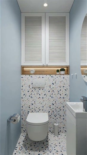 Fresh Blue Bathroom Renovation | Ceramic Wall Hung Toilet with Quiet Powerful Flush