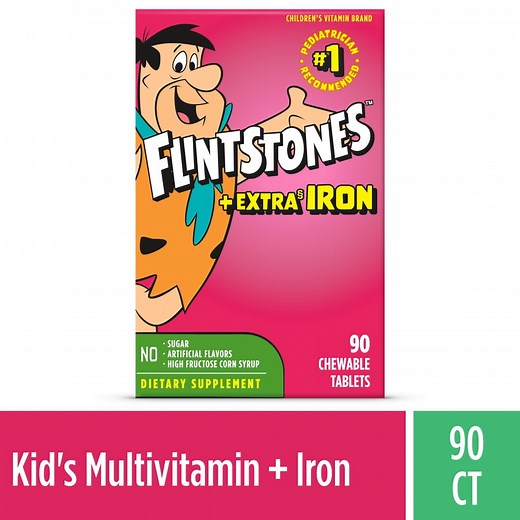 Flintstones Chewable Kids Vitamins Extra Iron, with Vitamin C & D, 90 Count