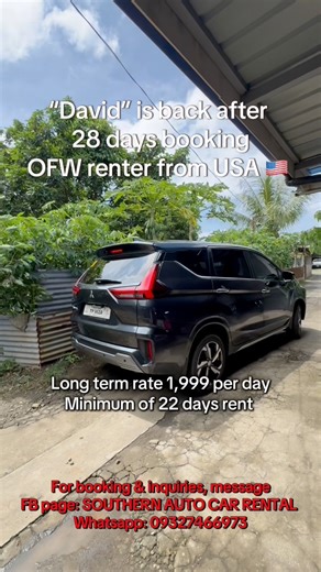 OFW ka ba at may ticket na pauwi ng Pinas? Advance your booking now! Message us here FB page: Southern Auto Car Rental Whatsapp: 09327466973 #ofwcanada #ofwusa #carrental #selfdrive #rentacar | Southern Auto Car Rental