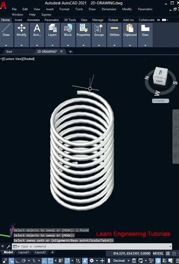 How to Make spring in AutoCAD ......#autocad #shortsviral #videoviral #engineering #mechanical